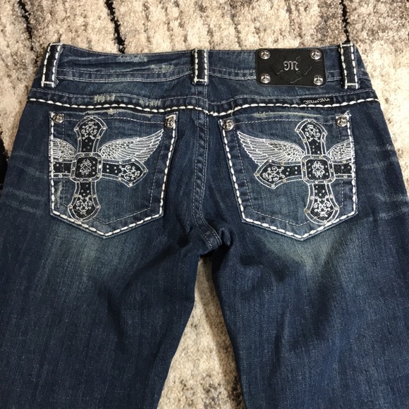 ๐ Miss Me Cross Wing Distressed Denim Jean - Picture 9 of 15